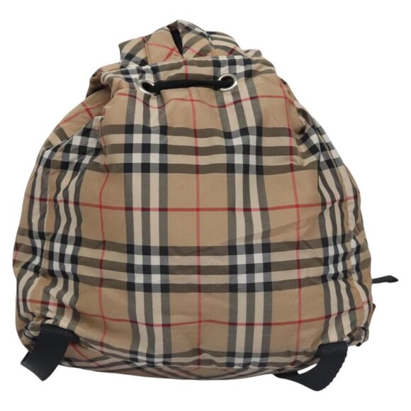 BURBERRY Nova Check Blue Label Backpack Nylon Beige Silver Auth am7971 - Picture 3 of 16
